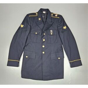 Vintage Army Service‎ Uniform Jacket Mens 39XLC Blue 450 ASU Dress Marksman Pin